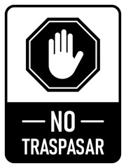 Sticker - Stop No Trespassing Keep Out Do Not Enter Warning Sign Icon with Stop Hand and an Aspect Ratio of 3:4. Vector Image.