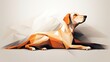  a dog is laying down on the ground in low poly art.  generative ai