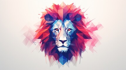   a lion's head with a red mane and blue eyes.  generative ai