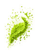 matcha tea powder hovered in the air, fresh healthy bright green drink, isolated element