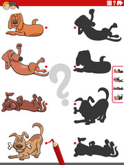 Wall Mural - educational shadow activity with cartoon dog characters