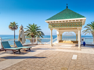 Canvas Print - Pavilion with the sea in the background, Hammamet, Tunisia