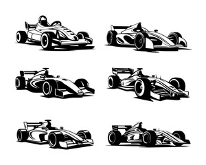 Silhouette Racing Car Vector Illustrations Collection