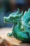 Fototapeta Konie - Green Wood dragon, symbol of 2024 Chinese New Year