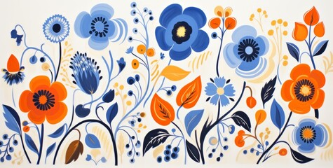 a colorful floral print nature-inspired shapes
