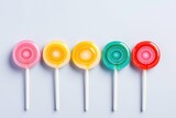 Fototapeta Tęcza - Colorful Closeup Of Jelly Lollipop Marshmallow Candies