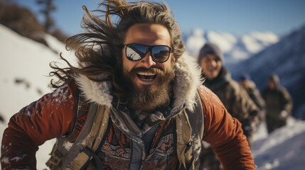 Poster - portrait of a person in the mountains