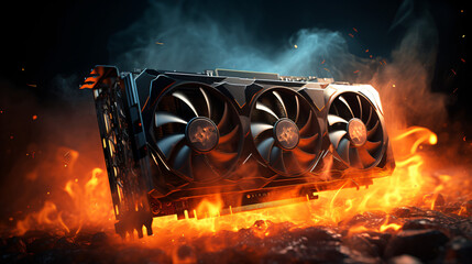 Wall Mural - An image of graphics card that is on fire