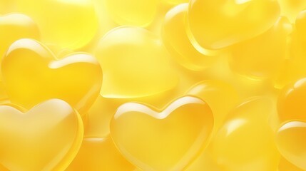 Wall Mural -  a lot of yellow hearts floating in the air with a yellow background.  generative ai