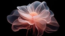  A Pink Flower With White Petals On A Black Background With A Black Background.  Generative Ai