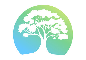 silhouette of a deciduous tree with soft gradient. isolated vector illustration.