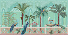 Chinoiseries Peacock, Birds Palace Garden Royal Wallpaper