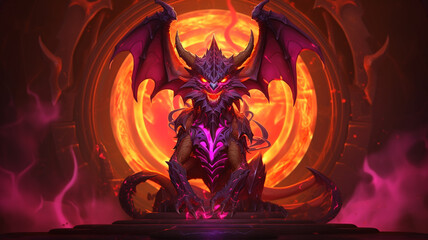 Poster - a demonic demon with a fiery red flame