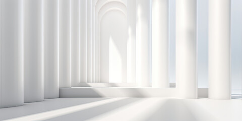 Wall Mural - Abstract architecture background, futuristic white arched interior 3d render