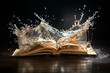 a book splitting with water pouring out. Generative AI