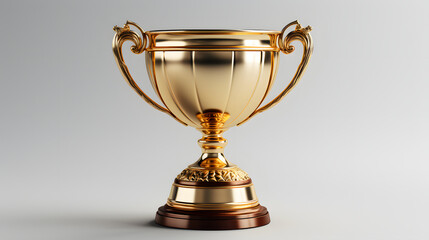 First place gold trophy cup isolated. 3d rendering. 
