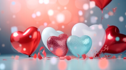 Poster - Colorful heart shape balloons