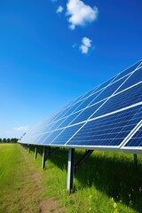 Sticker - Solar panels capturing sunlight against a clear blue sky