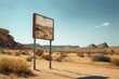 an empty advertising board in the arid landscape. Generative AI