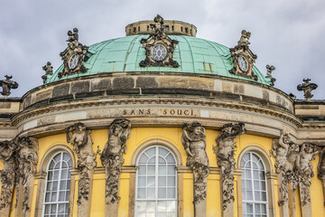 Sticker - Sanssouci was summer palace of Frederick the Great, King of Prussia (1747). POTSDAM, GERMANY.