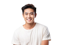 Portrait Of Young Handsome Asian Man Isolated Background