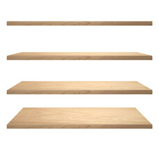 Wall Mural - Collection of wooden shelves PNG transparent