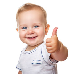 Adorable baby giving funny gesture and facial expression in transparent background