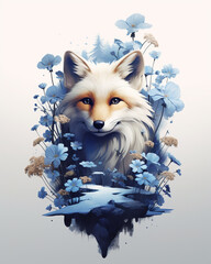 Sticker - Fox with flowers