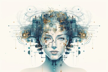 Wall Mural - system artificial intelligence , technology smart robot ai application software , robot application