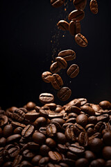 Sticker - roasted coffee beans dropping 