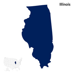 Canvas Print - Map of Illinois. Illinois map. USA map