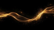 Golden Glitter Wave Abstract Illustration. Golden Stars Dust Trail Sparkling Particles Isolated On Transparent Background. Magic Concept. PNG