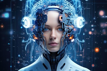 Wall Mural - system artificial intelligence , technology smart robot ai application software , robot application