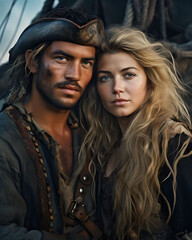 Wall Mural - Pirate couple portrait