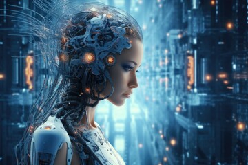 Wall Mural - system artificial intelligence , technology smart robot ai application software , robot application