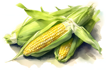 Wall Mural - Corn Watercolor Art Style