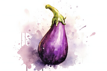 Wall Mural - Eggplant Watercolor Art Style