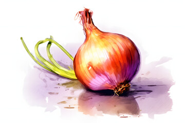 Canvas Print - Onion Watercolor Art Style