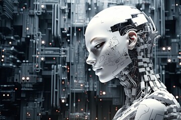 Wall Mural - system artificial intelligence , technology smart robot ai application software , robot application