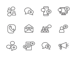Wall Mural - set of dialogue icons in line style on white background