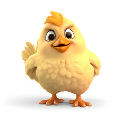 Wall Mural - Cartoon 3d of chicken isolated on white
