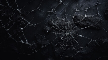 Wall Mural - Spider webs on a black background