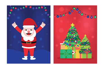 Wall Mural - Merry Christmas and new year background banner Santa Claus with banner and gift boxes