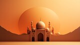 Fototapeta Londyn - Illustration of the beautiful shiny mosque and ramadan islamic culture icon.