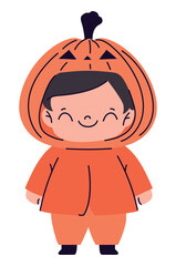 Sticker - halloween boy with pumpkin costume