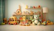 © NAITZTOYA - Playroom for children with classic toys as backdrop for studio photo of child