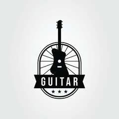 Wall Mural - silhouette guitar or bass for music logo vector illustration design