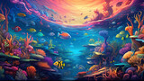 Fototapeta Paryż - illustration of A fantastical underwater world