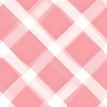 Seamless Diagonal Gingham Plaid Pattern In Pastel Red And White. Contemporary Light Barbiecore Striped Checker Fashion Background Texture. Baby Girl's Trendy Tartan Textile. Generative AI