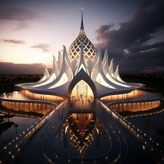 Wall Mural - A beautiful mosque in the future beautiful image Ai generated art